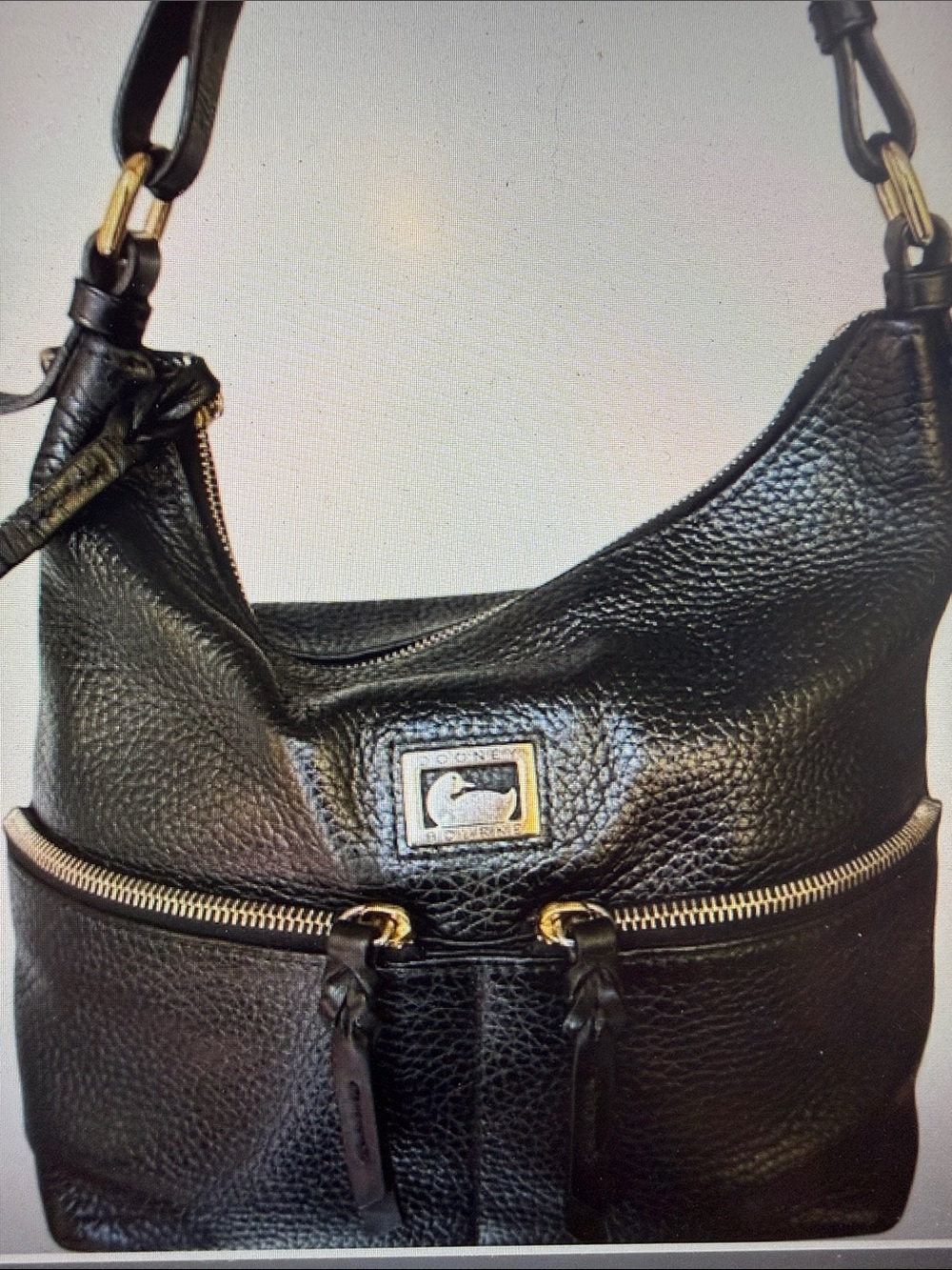 With COA Dooney & Bourke Black Pebbled Leather Shoulder Hobo